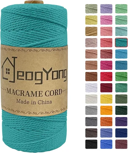 Vista 38 de JeogYong Cuerda de macramé de 0.078 pulgadas x 218 yardas, cuerda de algodón natural torcida de 3 hebras, cuerda de algodón de color para colgar