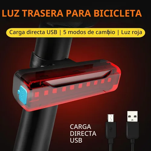 Vista 6 de Luz trasera de bicicleta, recargable por USB, luz trasera de 40 horas de larga duración, luz trasera LED brillante, 5 modos, IPX5 impermeable, luces