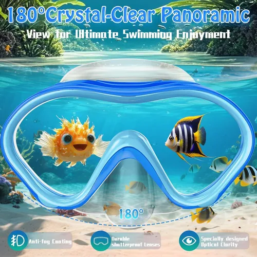 Vista 2 de Gafas de natación para niños con cubierta para la nariz, máscara de buceo a prueba de fugas, para niños y niñas de 5 a 15 años Gafas de natación