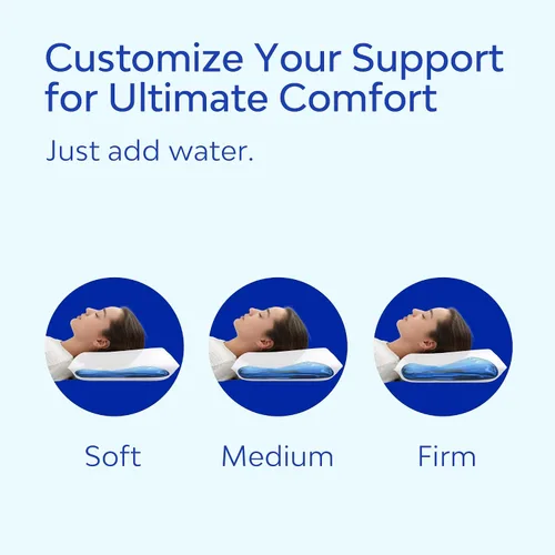 Vista 4 de Mediflow Elite - Almohada de agua de plumón, 90% de relleno de plumón, almohada ajustable para aliviar el dolor de cuello para dormir de lado