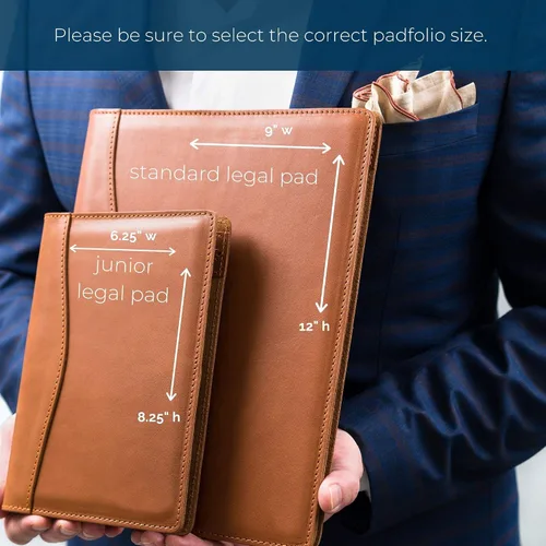 Vista 6 de PEGAI Padfolio de cuero 100% hecho a mano, organizador de bloc de notas jurídicas para negocios, escuela, oficina, conferencias, resistente, piel