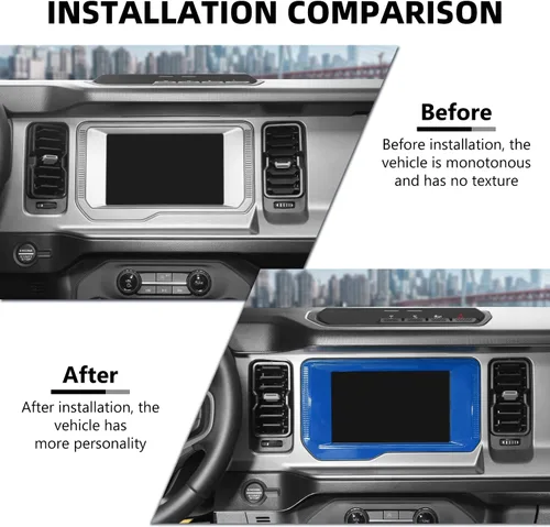 Vista 3 de RAZPOY Cubierta de panel de navegación de consola central compatible con Ford Bronco 2021-2023, azul (solo para pantalla pequeña)
