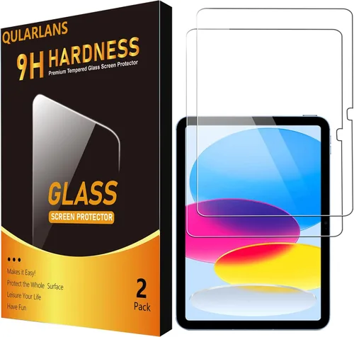 Vista 8 de Qularlans Paquete de 2 protectores de pantalla para iPad de 9ª, 8ª, 7ª generación de 10.2 pulgadas 2021/2020/2019, película de vidrio templado