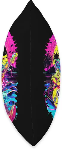 Vista 2 de Retro 80's 90's streetwear synthwave Guitar lady Guitarist Throw Pillow