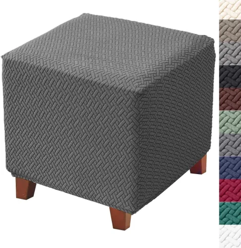 Vista 9 de Bifaun Vogel - Funda otomana, fundas elásticas de jacquard con parte inferior elástica, fundas de almacenamiento plegables gruesas para reposapiés