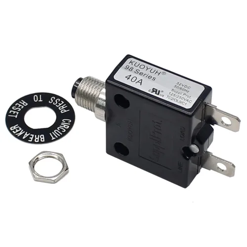 Vista 14 de Disyuntor térmico genuino 3A 125/250VCA 32VDC serie 98 pulsador para restablecer interruptor de sobrecarga térmica con terminales de conexión rápida