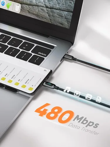 Vista 4 de CableCreation - Cable USB C a USB C de 3.3 pies PD de 100 W con pantalla LED trenzada