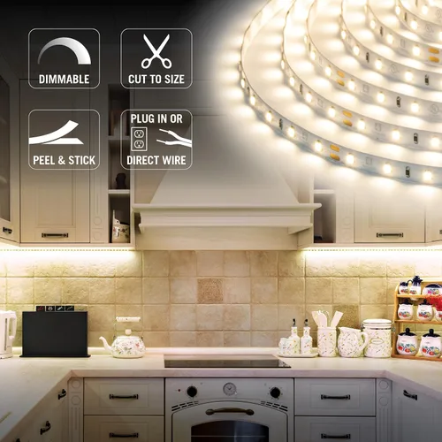 Vista 4 de Armacost Lighting Kit de luz en cinta LED regulable para AC del hogar, blanco cálido suave (1.5M) 424502 2700K blanco cálido 5 m