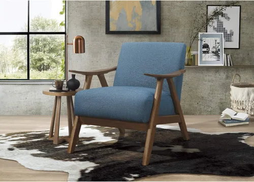 Vista 8 de Lexicon Silla de Acento Moderna de Mediados de Siglo con Marco de Madera Sólida en Acabado de Nogal, Sillón de Descanso con Brazos Tapizado