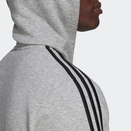 Vista 4 de adidas Sudadera de forro polar con capucha, 3 rayas y cierre completo, para hombre