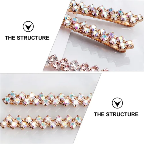 Vista 5 de Beaupretty Pinza para el cabello de moda, 2 pares de pines de diamantes de imitación para mujer, accesorios de joyería para el cabello, pinzas
