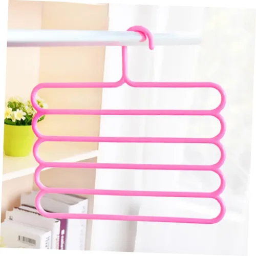 Vista 2 de Outanaya Perchas resistentes para colgar bufandas y chaquetas, colgadores de vestidos, colgadores para ropa, pantalones, perchas multiusos para Rosa