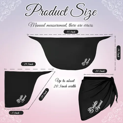 Vista 2 de Jiuguva Pareo para cubrir el bikini de novia, pareo para mujer, traje de baño para novia, boda, gasa, blanco y negro, Blanco, Negro