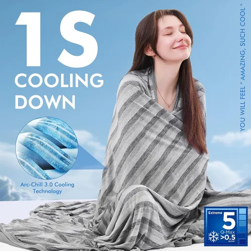 Vista 37 de Marchpower - Manta de enfriamiento para niños que duermen con calor, manta de lana fresca Arc-Chill con diseño de doble cara, fibra de enfriamiento