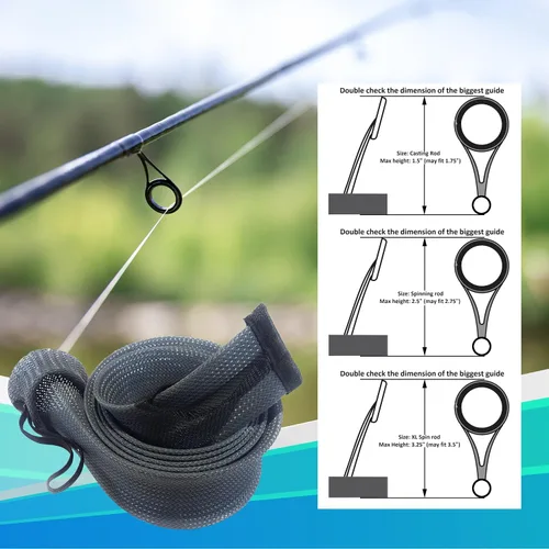 Vista 3 de Fundas para caña de pescar Reaction Tackle - Mangas y cubiertas para cañas de pescar para Baitcasting y Spinning - Se ajustan hasta cañas de 7 pies