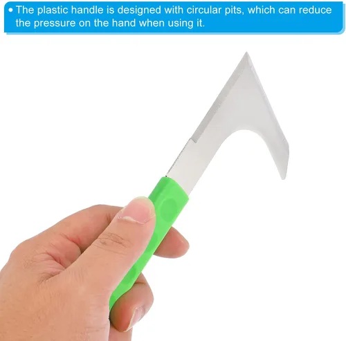 Vista 5 de PATIKIL Cuchillo de deshierbe de acero inoxidable en forma de L, herramienta de deshierbe para hendiduras, cortador de hierba, cuchillo