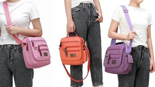 Vista 6 de Bolso bandolera de lona para hombre, bolso bandolera pequeño, bolso de trabajo, multifunción, vintage