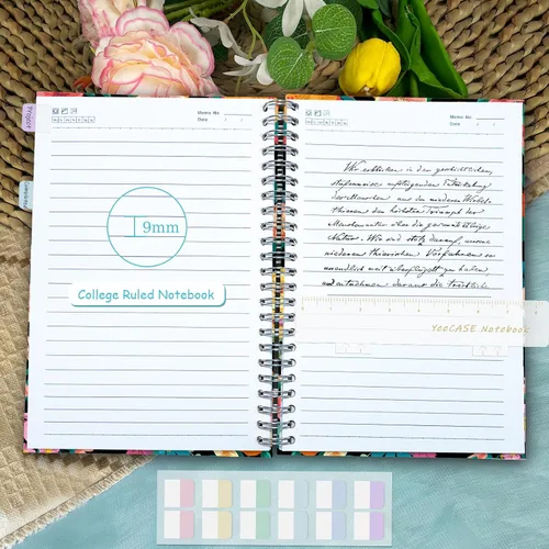 Vista 4 de Cuaderno en espiral de tapa dura de 5.7 x 8 pulgadas, 120 páginas para mujeres y hombres, cuadernos A5 con rayas universitarias, bonito diario