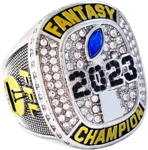 Vista 3 de Anillo de campeonato de fútbol de fantasía 2023 Premio del trofeo Ganador deportivo Anillo de campeón FFL, Zinc, Diamante blanco