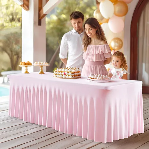 Vista 30 de PARTISKY - Mantel de elastano negro para mesas rectangulares de 4 pies, cubierta de mesa elástica para mesas plegables, bodas, fiestas, banquetes