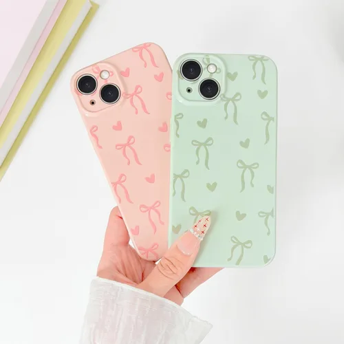 Vista 3 de Funda para iPhone 14 Pro Max, bonita funda protectora de TPU suave y delgada para iPhone 14 Pro Max, con bonito diseño de lazo y corazón, protección