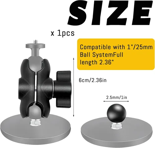 Vista 4 de Brazo de doble enchufe de metal de 2.36", montaje de bola de 1"/25mm