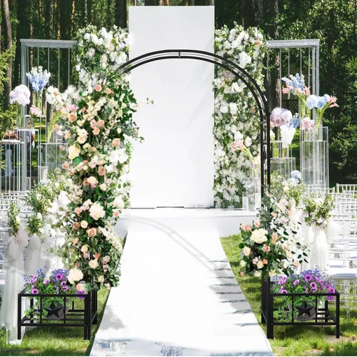 Vista 2 de Arco de metal para jardín al aire libre, 7 pies 5 pulgadas de alto x 6 pies 7 pulgadas de ancho, enrejado de arco de jardín para plantas trepadoras