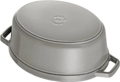 Vista 3 de Staub Hierro fundido Ovalado Cocotte de 1 cuarto - Gris grafito, fabricado en Francia