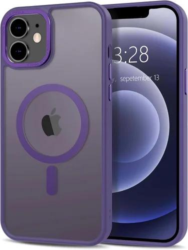 Vista 282 de Anuck - Funda magnética para iPhone 11 compatible con MagSafe, carcasa trasera mate translúcida dura, borde de TPU, delgada, resistente a impactos