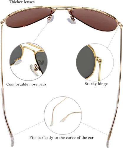 Vista 4 de Pro Acme Gafas de sol clásicas polarizadas de aviador para mujeres y hombres, marco piloto de metal ligero con protección UV400 de 2.283 in