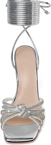 Vista 3 de YODEKS Women's High Heel Sandals Strappy Stiletto High Heel Open Square Toe Shoes