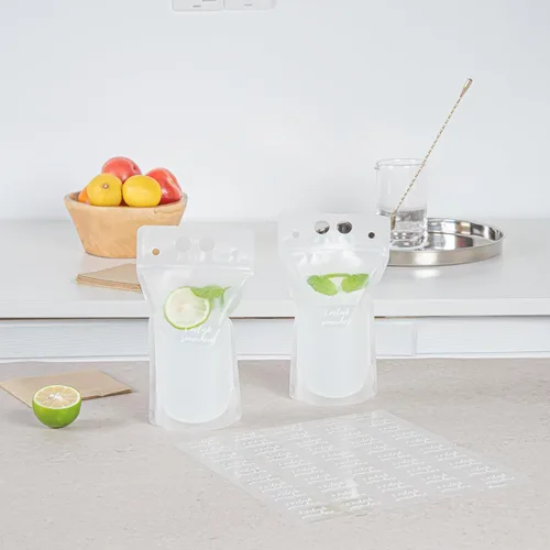 Vista 4 de Restaurantware - Etiquetas para botellas de jugo en algún lugar de 1.9 x 1 pulgada, 100 etiquetas autoadhesivas para botellas, resistentes a