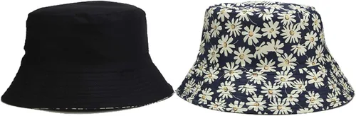 Vista 3 de Mashiaoyi Sombrero de pescador reversible de doble cara con estampado unisex