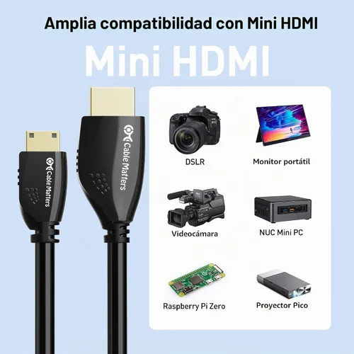 Vista 6 de Cable Matters Cable corto 4K Mini HDMI a HDMI de alta velocidad, 3 pies