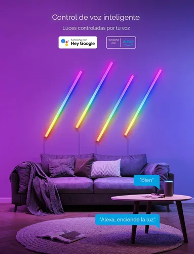 Vista 4 de Govee Glide - Luces de pared, luz LED RGBIC, luz inteligente para juegos compatible con SmartThings, barra de luces RGB, luces de pared LED
