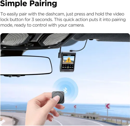 Vista 2 de VIOFO BTR200 Control remoto inalámbrico Bluetooth con bloqueo de eventos, función de encendido/apagado MIC&Wi-Fi y HDR para VIOFO A329S/A229 Pro