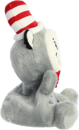 Vista 3 de Aurora® Fantástico gato astronauta Dr. Seuss™ en el sombrero Palm Pals™ - Narración mágica - Inspiración literaria - Gris 5 pulgadas