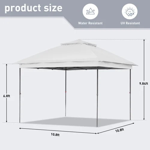 Vista 2 de GDY 11x11 ft Gazebo Tent Folding Heavy Duty Height Adjustable Sun Shelter Gazebos, White