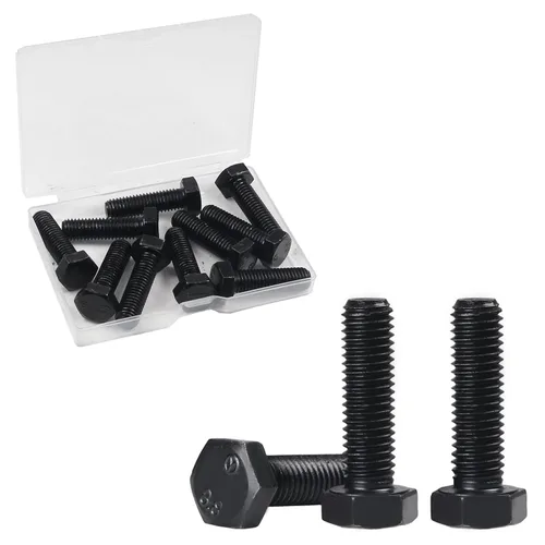 Vista 16 de Tornillos hexagonales M6, pernos de cabeza hexagonal M6-1.0 x 16mm, acero al carbono Grado 8.8, acabado de óxido negro, rosca completa, pernos