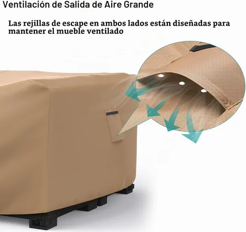 Vista 3 de Funda para Juego de Muebles de Patio Impermeable, Fundas Resistentes para Muebles de Exterior Juego de Sofá Seccional de Mimbre Ratán Mesa Silla