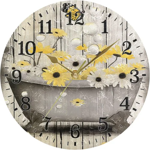 Vista 66 de JUNZAN Reloj de bañera con vino romántico espumoso y velas, reloj de pared silencioso de 10 pulgadas, pequeño reloj redondo, decoración de cocina
