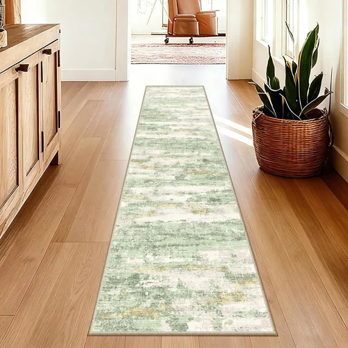 Vista 88 de Alfombra de pasillo lavables de 2 x 5, moderna alfombra abstracta para corredor, alfombra de pasillo de cocina ultrafina con respaldo