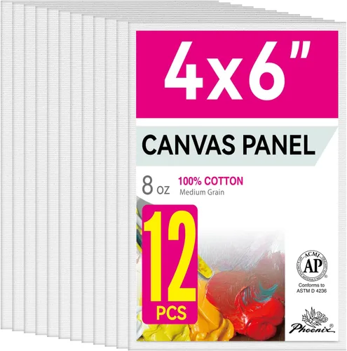 Vista 33 de PHOENIX Paneles de Lienzo Pequeños para Pintura de 3x5 Pulgadas, Paquete de Valor de 12 Unidades - 8 Oz Triple Imprimado 100% Algodón Libre de Ácido