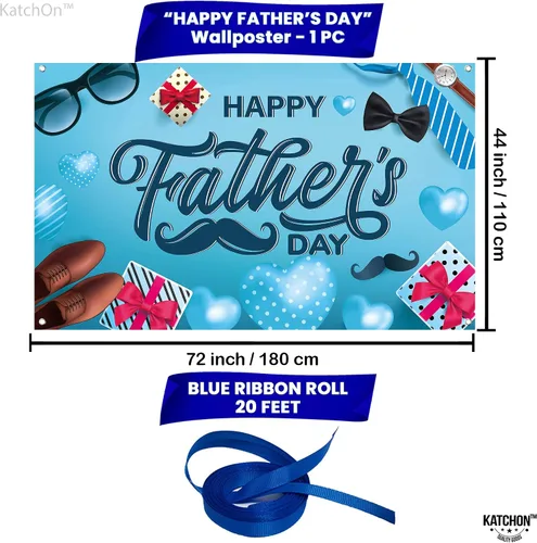 Vista 2 de KatchOn Cartel de feliz día del padre, extragrande, 72 x 44 pulgadas, decoración azul del día del padre para fiesta y hogar