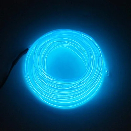 Vista 3 de Cable electroluminiscente de luz de neón de 16 pies y 12 V con protección de fusible para decoración interior de automóvil con borde de costura