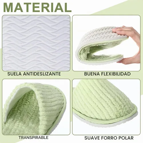 Vista 5 de Panitay 20 pares de pantuflas de spa reutilizables para invitados, lavables con triple capa de forro polar coral para el hogar, interiores, hoteles