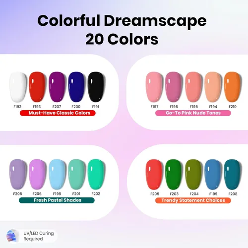 Vista 2 de Beetles - Kit de esmalte de uñas de gel con luz UV, 20 colores, juego de 31