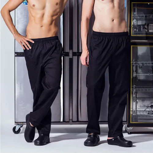 Vista 2 de Pantalones de trabajo de chefs duraderos transpirables para hombres, talla M (negro), Negro