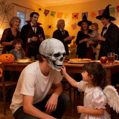 Vista 4 de Máscara de calavera con mandíbula móvil, máscara de esqueleto de Halloween