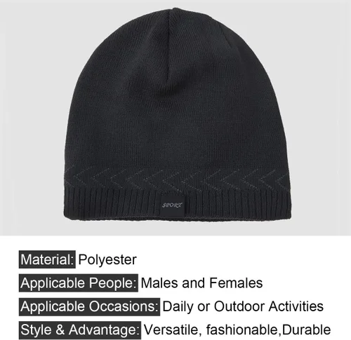 Vista 4 de OMECHY Gorros de punto cálidos de invierno para hombre, diseño de calavera lisa, gorro de punto tobogán